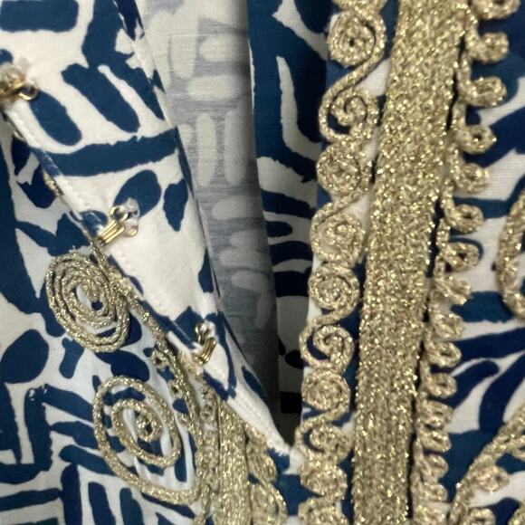 Lilly Pulitzer Carlotta Dress, Size 0 Indigo Home Slice Stretch Gold Casual - Picture 4 of 9